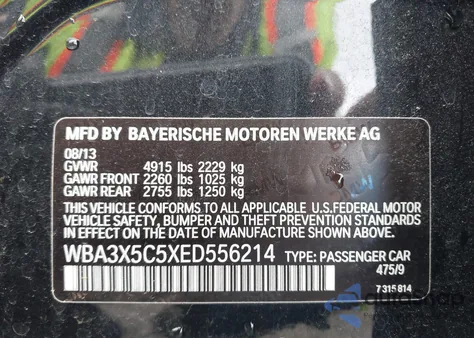 2014 BMW 328I Gran Turismo xDrive from USA, damaged, VIN WBA3X5C5XED556214